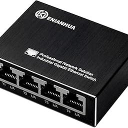 ENIANHUA Mini 5 Port Gigabit Unmanaged Ethernet Switch 10/100/1000 Mbps, Network Hub, Desktop or Wall Mount, Office Ethernet Splitter, Plug & Play, Fanless & Metal Design, Sturdy Metal Design-21