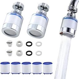 HOMAXA 2pcs Water Filter Faucet for Kitchen, Bathroom, & Sink – 360° Rotating Tap Water Filter with 5 PP Cotton Elements – Easy Install Drinking Water Purifier – Faucet-Mount Filter for Home Use-10