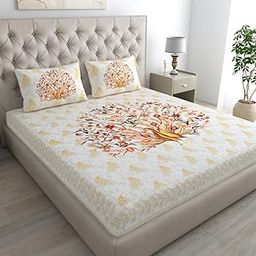 LIVING ROOTS Cotton 1 Queen Size Bedsheet with 2 Pillow Cover 86 * 96 inches (7.1 * 8 Feet) | Rich Fast Colour with No Colour Bleeding | Soft & Skin Friendly (02-31-591-A)-image-96