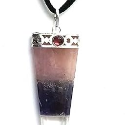 Natural Rose Quartz Amethyst and Clear Quartz Bonded Flat Pendant For Men and Women Reiki Healing-image-80