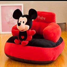 Homescape Baby Soft Plush Cushion Sofa Seat Or Rocking Chair for Kids (Use for Baby 0 to 2 Years, Red and Black-image-6