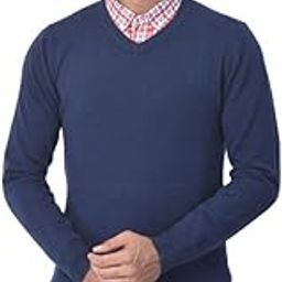 woodland Mens Lambs Wool Casual V-Neck Pullover Sweater (Blue)-picture-30