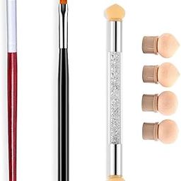 SILPECWEE 3 Pcs Acrylic Nail Brush Set Nail Gradient Shading Pen With 4 Replaceable Sponge Heads Ombre Nail Art Brush Makeup Nail Painting Brushes-image-88