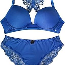 Women's Butterfly Front Closure Underwire Bra Beauty Back Lace Panties Lace Bra and Panty Set, 5 Colours Available, Push-Up Style with Decorative Back-image-79
