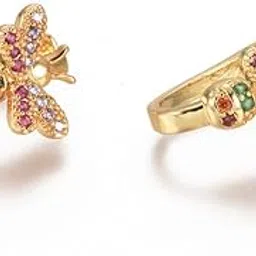 via mazzini Fashionable Gold Plated Butterfly Colourful Crystals Non-Pierced Clip-On Ear Cuff Earrings For Women And Girls (ER2082) 1 Pair-picture-6