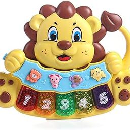 Play Nation 3 in 1 Premium Musical Lion Piano for Kids, Piano with Lights, Animal Sounds, Melodies&5 Multicolored Keys, Musical Toys for Kids, Best Birthday Gift for Toddlers,BIS Certified, 6+Months-8