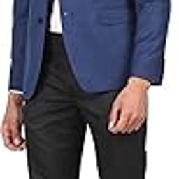 Polyester Men Navy and Black Patterned Single Breasted Two Piece Suit Business Pants Set-picture-31