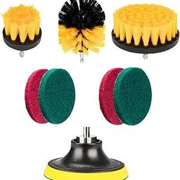8Pcs Power Scrub Pads Drill Attachment Set,Power Scrubber Cleaning for Bathroom,Surfaces,Floor,Tile Scrubber Scouring Pads Cleaning Kit,Car Drill Brushes(Yellow)-image-26