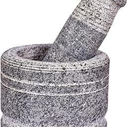 EZAHK Zaina Stone Mortar and Pestle Sets - Okhli, Heavy Duty Stone, Natural Grinder and Musal, Khalbatta, Well Design for Kitchen Spices, Home, Traditional Iteam (4 in)-image-83