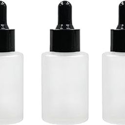 Happy Packaging 30ML Clear Frosted Flat Shoulder Round Empty Glass Bottle | Glass Dropper | Black Sleeve | Silcon Black Teat | Refillable | Leak Proof For Essential Oils | DIY serums (3)-78