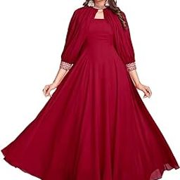 Girls Red Color Georgette MaxiMaxi Gown with Add On Sleeves - Large-25