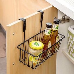 Go Hooked Hanging Storage Basket, Cabinet Door Organiser, Over Door Kitchen Cabinet Storage Basket Rack Holder Hanging Organiser (Black, Pack of 1 Pc)(Mild Steel)-image-29