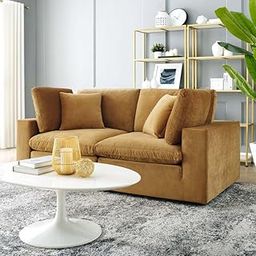 ESPOSENDE OSENNS0115 Modular 2 Seater Sofa Tan Velvet Upholstery Solid Sal Wood Frame DIY Assembly Couch for Living Room, Bedroom & Office-image-27