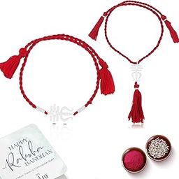 925 Sterling Silver Trishul Couple Rakhi for Bhai Bhabhi (Lumba) Cotton Thread | Rakshabandhan Rakhi With Greeting Card & Roli Chawal and Certificate of Authenticity 925 Silver-image-75