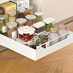 CANWAY Carbon steel Pull Out Cabinet Organizer, (45.5 * 35.5 CM), Slide Out Drawers for Kitchen Cabinets, Heavy Duty Pull Out Shelves for Pantry, Bathroom, Living Room, Utensils, 1 Piece, White-image-89