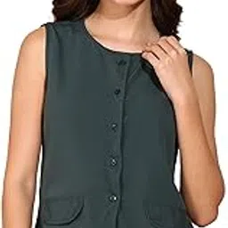 fashfun clothing Fashfun Women's Teal Green Long Waist Coat Top-picture-20