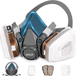 Half Facepiece Reusable Respirator Mask, with 6001 Filters Active Carbon Gas Chemical Mask for Painting, Dust, Woodworking, Staining, Polishing, Organic Vapors-8