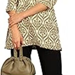 Stay Women's Poly Rayon Printed Kurti with V Neck 3/4 Sleeves Short Straight Hem Length | Kurti Tops for Women | Golden-picture-18