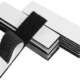 AMIRATE® 10pcs Self Adhesive Hook and Loop Strips Tape 1x4 Inch Velcro Tapes, Mosquito net Mounting Tape For Home, Office, Carpet, DIY, Multipurpose Double Sided Hook & Loop Tape for Crafting & Hanging (Black - 10 Strips)-50