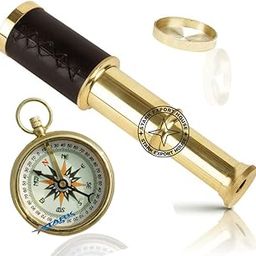 Brass Sundial Round Compass Directional Compass 2.5 Inch with 7 inch Telescope-image-19
