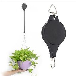 EDBIRET Durable Plastic Retractable Plant Hanger Hook Pulley, Wall-Mounted, Easy-Install, Casual Style Gardening Accessory for Flower Pots, Bird Feeders (Black)-image-27