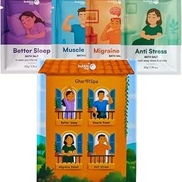 Bubble Me The Reset Kit – Pack of 4 Bath Salt Sachets | Natural Aromatherapy Soak for Stress, Sleep, Migraine & Muscle Recovery-image-35
