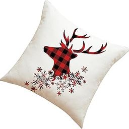 HEAVENGLOW Christmas Throw Pillow Cover Plaids Square Cushion Cover for Car Party Decor Style B-image-35