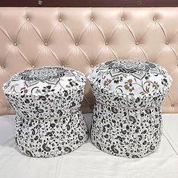 POSHMANDALA Embroidery Work Bamboo Mudda Cover Muddy Stool Ottaman Pouffes Patio Chair Footstools Cover Size 17x18 Inches, Set of 2 Pieces (ONLY Cover)-19