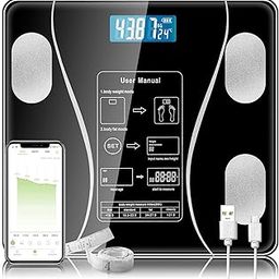 MILAAN Bluetooth Body Fat Monitors Digital Scale for Bathroom Scale Measure Weight and Body Fat BMI Body Composition Analyzer Kitchen Scale (Black)-10