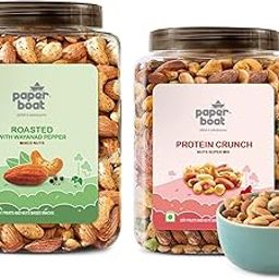 Paper Boat Protein Crunch, Premium Dry Fruit Mix, Healthy Trail Mix with Dry Fruits (1Kg) & Paper Boat Roasted Mixed Nuts with Wayanad Pepper,1 KG Jar-image-33