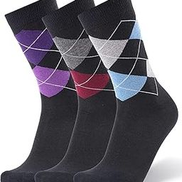 Cotton Argyle Socks for Men Full Length, Formal Cotton Mens Socks, Free Size, Pack of 3-image-29