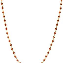 Brown Shiv Shakti Kavach Exclusive 5 Mukhi Rudraksha Mala Necklace for Men and Women Brass, Wood Pendant-picture-2