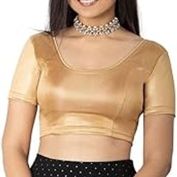 Women's Round Neck Readymade Short Sleeve Stretchable Blouse for Saree | Lehenga | Choli | Crop Top-picture-51