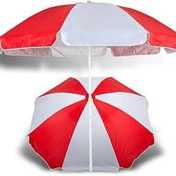 FunSiper Outdoor Garden Umbrella, 7ft Diameter, 9ft Height, Red White, Waterproof, Beach Umbrella, Patio Umbrella-picture-15