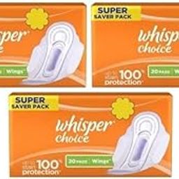 Whisper Choice Regular 20+20+20 Wings Sanitary Pad (Pack of 60)-picture-15