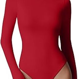 Womens Round Neck Long Sleeve Double Lined Basic T-Shirt Bodysuit-image-45