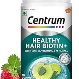 Centrum Healthy Hair Biotin+ | 30 Gummies for Men & Women | 100% RDA of Biotin, Amla, Vitamins & Minerals | World's #1 Multivitamin Brand | 100% Veg-17