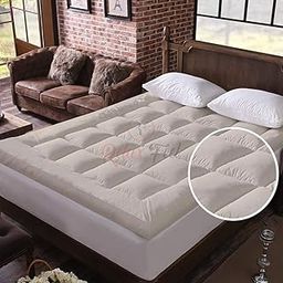 Relaxfeel 600 GSM Microfiber 5 Star Cotton Small Bed Soft Waterproof Quilted Mattress Topper/Padding for Comfortable Sleep - Beige - Twin Size - 48 Inche X 72 Inche-image-4