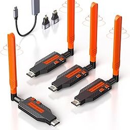 Wireless HDMI Transmitter and 3 Receivers, 350FT/100M, 1080P HD Streaming, Plug & Play Portable, 5.8G Wireless Extender Kit for PC Laptop Camera Cable Box to Multiple TVs Monitors Projectors (4PCS)-image-38