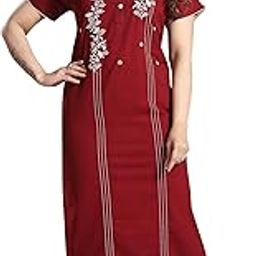 Women's Embroidered Pure Cotton Nighty (334)-picture-36