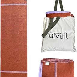 Atvi.fit Pure cotton anti-skid, machine wash Foldable Travel Friendly extra Cushioning yoga mat with cotton Carry bag 73inches x 24inches, 8mm thickness 8mm Unisex (Brown)-image-120