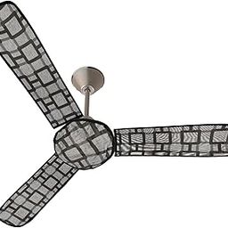 Kuber Industries PVC Square Print Dust Proof Three Blade Ceiling Fan Cover (Grey) 54KM4010-14