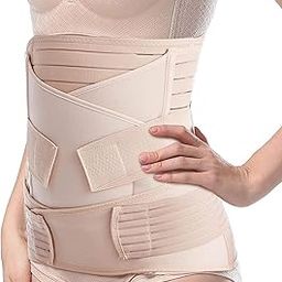 Vioxi Postpartum Belly Wrap 3 Belts in 1 and Postnatal Band Post C Section Recovery Girdle Binder (L, Beige)-image-114
