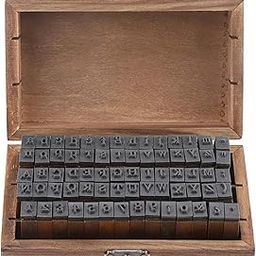 Oytra Alphabet Stamps Letter Art Craft Material Rubber Letters 70 Letters & Number Vintage Special Characters Journal Bullet Stationery Supplies ABCD in Wooden Storage Box Gift-picture-22