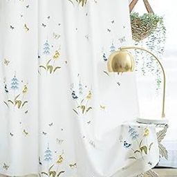 Tranquebar Curtain Co. Butterfly & Floral Print Door Curtain - Room Darkening, 213 cm (7 Feet), Blue, Set of 2, Cotton, BackTab, Titli- Door Curtains 7 Feet Long, Living Room, Bedroom, Kids Room-18