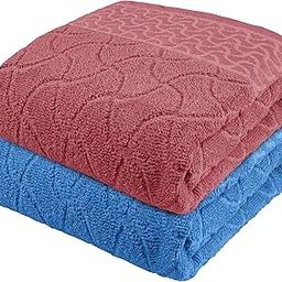 Story@Home Bath Towel Large Size | 400 GSM Quick Dry Bath Towel | 70 x 140 cm Towel | Light Blue -Coral Pink | Terry Cotton Bath Towels for Men, Women & Kids | Gym Towel | Perfect for Everyday Use-image-3