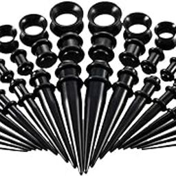 50Pcs 14G-00G O-Ring Acrylic Tapers Plugs And Silicone Tunnels Black | Fashion Jewelry | Body Jewelry | Body Piercing Jewelry-image-19