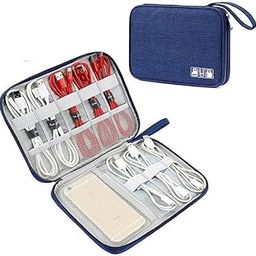 AASAISH Travel Cable Accessories Bag Double Layer Electronics Organizer Portable Storage Case for Cables/Mouse/Earphone/Students Card, Charger, Adapter, Power Bank, Hard Drives (BLUE DORI)-picture-28