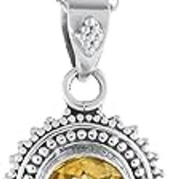 925 Sterling Silver Citrine Round Sun Stone Pendant For Women and Girls | Gifts For Girlfriend | Protect Her Peace with Vastu Remedies|6 Month Warranty-image-63