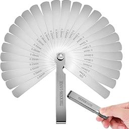 UPTODATETOOLS 26 Blades Stainless Steel Feeler Gauge, Metric and Imperial Gap Measuring Tool Width and Thickness Feeler Gage Gauge for Spark Plug 0.04-0.63mm-picture-32